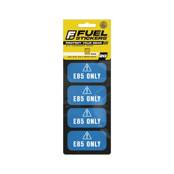 E85 Sticker, Flex Fuel Label for Fleet Vehicles: Car, Truck, Van, Hvy-Dty, 2''x1'', 20PK